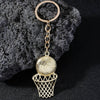 Sports Basketball Frame Keychain Alloy Jewelry Pendant With Cross Crown Roman Numeral Geometric Personality Electroplating