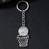 Sports Basketball Frame Keychain Alloy Jewelry Pendant With Cross Crown Roman Numeral Geometric Personality Electroplating