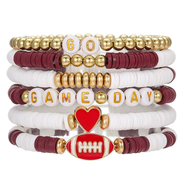 Sports Bracelets Handmade With Polymer Clay Letter Beads And Electroplating Design