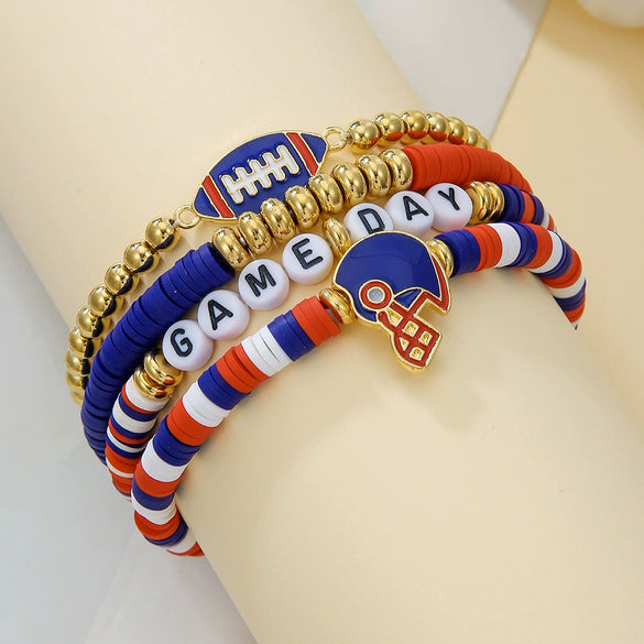 Sports Bracelets Handmade With Polymer Clay Letter Beads And Electroplating Design