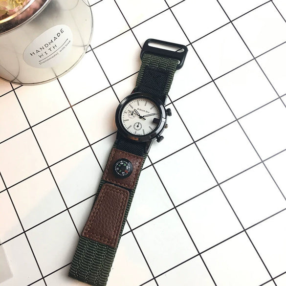 Sports Casual Unisex Nylon Canvas Alloy Round Dial Watch For Students
