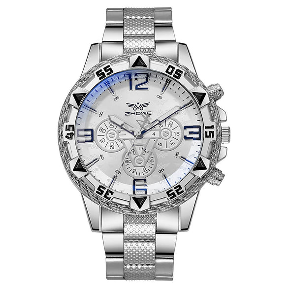 Sports Chronograph Alloy Men's Watch With Round Dial And Printed Logo