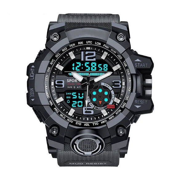 Sports Color Block Buckle Electronic Men'S Watches