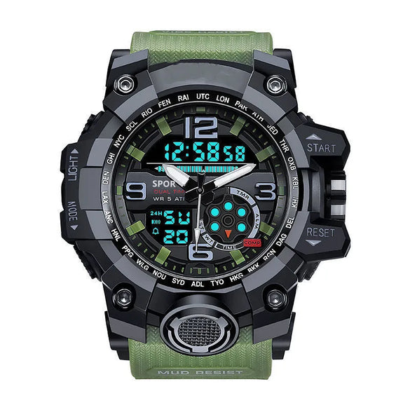 Sports Color Block Buckle Electronic Men'S Watches