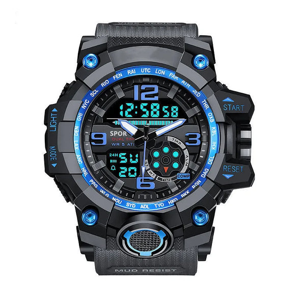 Sports Color Block Buckle Electronic Men'S Watches