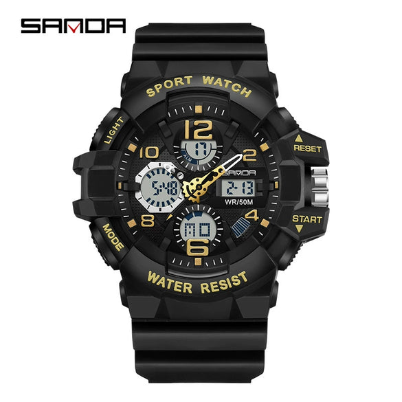 Sports Digital Watch Tpu Abs Acrylic Mirror Round Dial Fashion Style