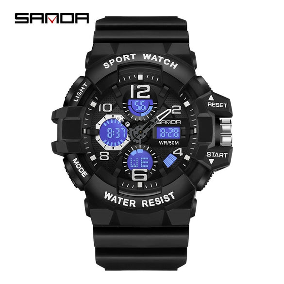 Sports Digital Watch Tpu Abs Acrylic Mirror Round Dial Fashion Style