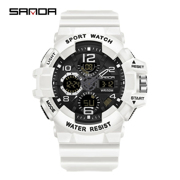 Sports Digital Watch Tpu Abs Acrylic Mirror Round Dial Fashion Style