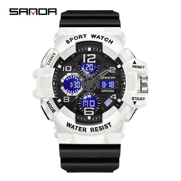 Sports Digital Watch Tpu Abs Acrylic Mirror Round Dial Fashion Style