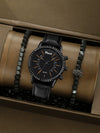 Sports Leisure Gear Dial Belt Quartz Watch Beaded Bracelet Alloy Case Imitation Leather Strap Round Dial Fashion Style
