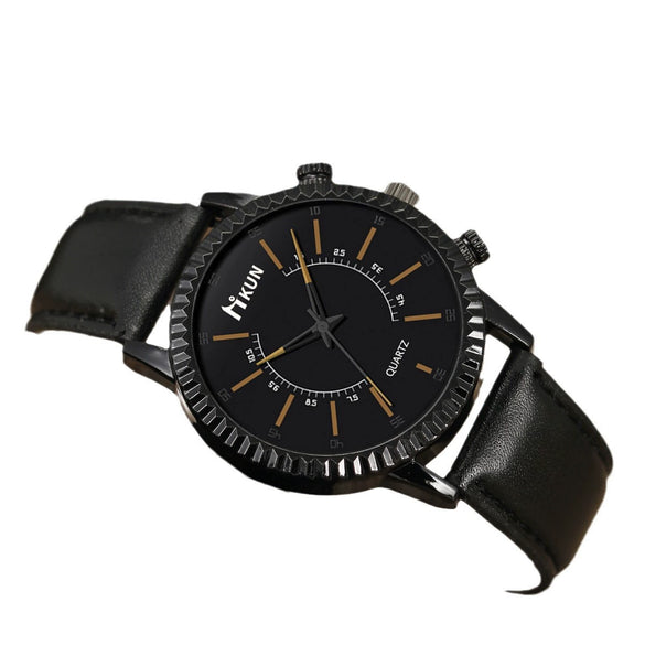 Sports Leisure Gear Dial Belt Quartz Watch Beaded Bracelet Alloy Case Imitation Leather Strap Round Dial Fashion Style