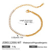 Sports Leisure Stainless Steel White Zircon Bead Chain Tennis Bracelet With Geometric Pattern Electroplated For Women