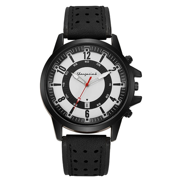Sports Men's Quartz Watch Alloy Case Imitation Leather Strap Stainless Steel Buckle Round Dial