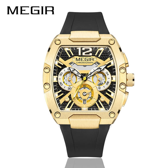 Sports Men's Watch Alloy Mineral Reinforced Glass Mirror Stainless Steel Pin Buckle Silicone Strap Round Dial