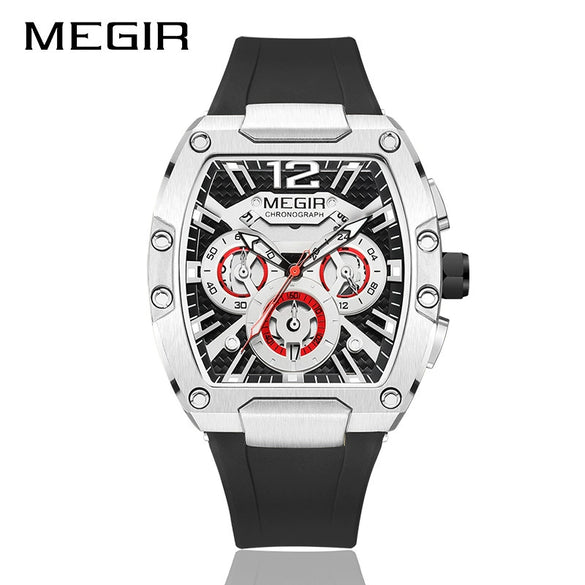 Sports Men's Watch Alloy Mineral Reinforced Glass Mirror Stainless Steel Pin Buckle Silicone Strap Round Dial