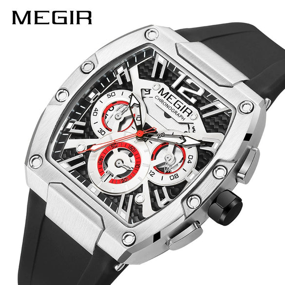 Sports Men's Watch Alloy Mineral Reinforced Glass Mirror Stainless Steel Pin Buckle Silicone Strap Round Dial