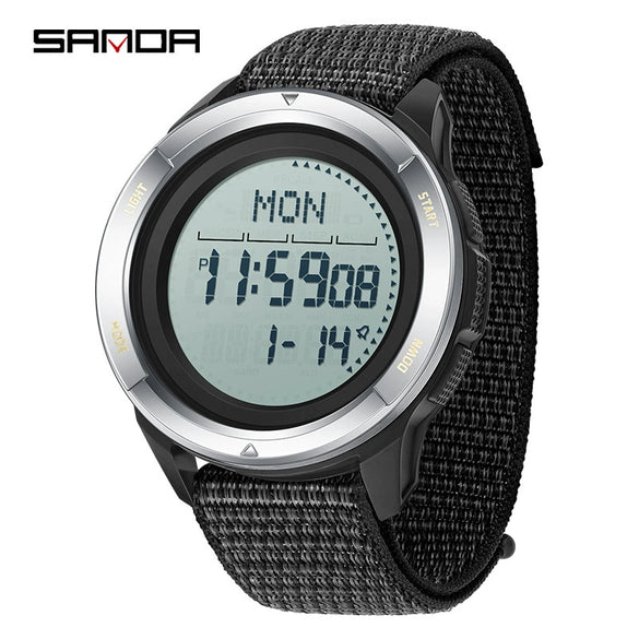 Sports Outdoor Electronic Watch Alloy Alloyabs Case Silicone Nylon Strap Round Dial Highend Style