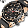 Sports Quartz Watch Alloy Case Silicone Strap Stainless Steel Clasp Round Dial For Adults