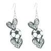 Sports Series Acrylic Heart Shape Printed Electroplated Earrings For Women