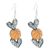 Sports Series Acrylic Heart Shape Printed Electroplated Earrings For Women