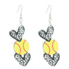 Sports Series Acrylic Heart Shape Printed Electroplated Earrings For Women