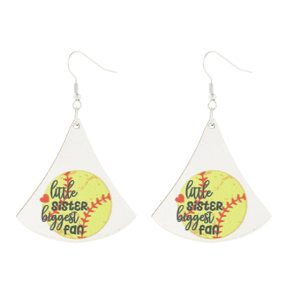 Sports Series Acrylic Heart Shape Printed Electroplated Earrings For Women