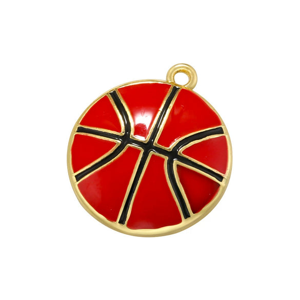 Sports Series Copper Pendant With Geometric Pattern And Dripping Oil Treatment