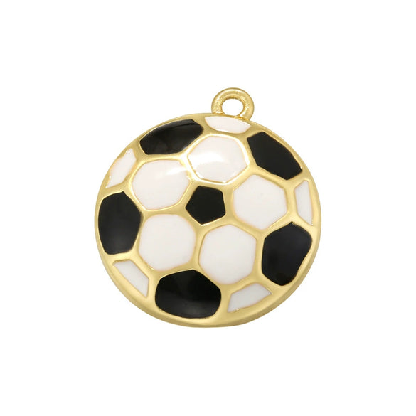 Sports Series Copper Pendant With Geometric Pattern And Dripping Oil Treatment