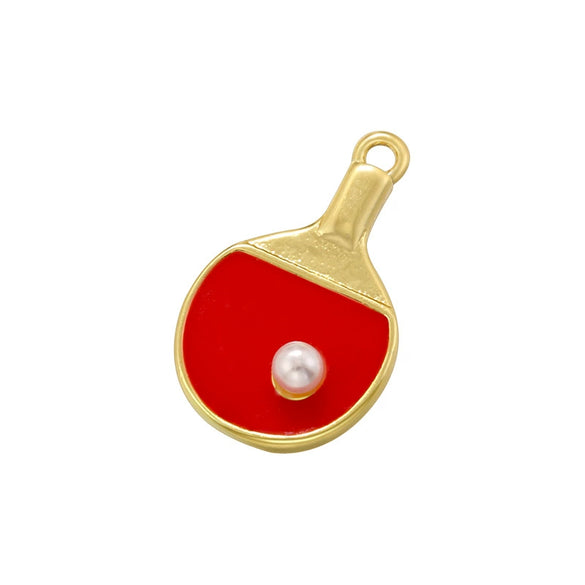Sports Series Copper Pendant With Geometric Pattern And Dripping Oil Treatment