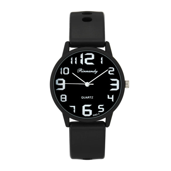 Sports Silicone Women's Watch Alloy Case Stainless Steel Buckle Round Dial Leisure Style