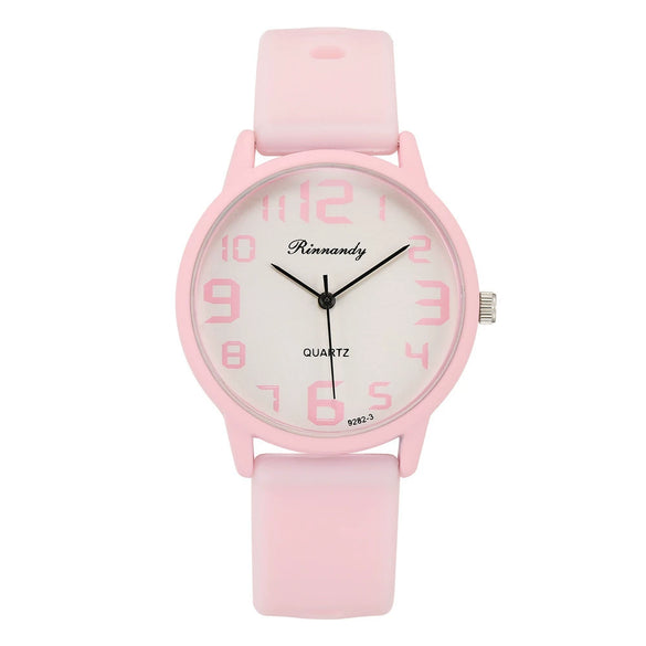 Sports Silicone Women's Watch Alloy Case Stainless Steel Buckle Round Dial Leisure Style
