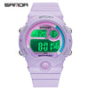 Sports Student Waterproof Watch Acrylic Mirror Round Dial Abs Tpu Small Fresh Style Digital Watch For Men And Women