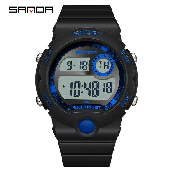 Sports Student Waterproof Watch Acrylic Mirror Round Dial Abs Tpu Small Fresh Style Digital Watch For Men And Women