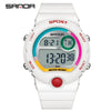 Sports Student Waterproof Watch Acrylic Mirror Round Dial Abs Tpu Small Fresh Style Digital Watch For Men And Women