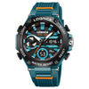 Sports Watch Abs Alloy Case Pu Strap High Transparent Resin Mirror Round Dial Geometric Style Multifunctional Luminous