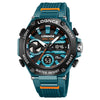 Sports Watch Abs Alloy Case Pu Strap High Transparent Resin Mirror Round Dial Geometric Style Multifunctional Luminous
