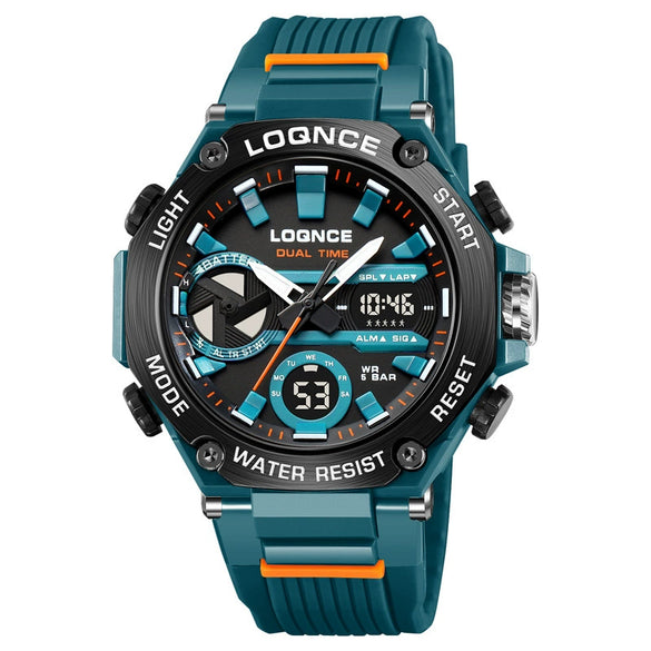 Sports Watch Abs Alloy Case Pu Strap High Transparent Resin Mirror Round Dial Geometric Style Multifunctional Luminous
