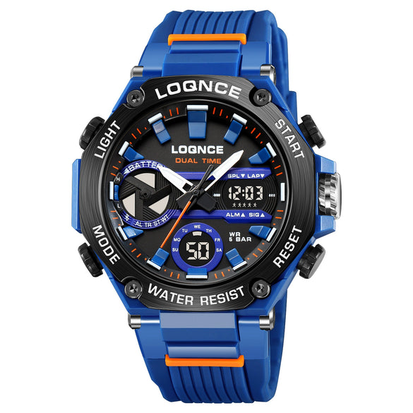 Sports Watch Abs Alloy Case Pu Strap High Transparent Resin Mirror Round Dial Geometric Style Multifunctional Luminous