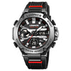 Sports Watch Abs Alloy Case Pu Strap High Transparent Resin Mirror Round Dial Geometric Style Multifunctional Luminous