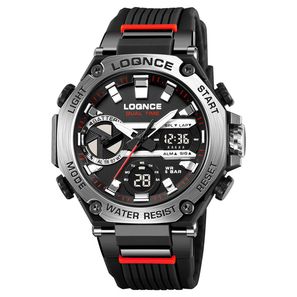 Sports Watch Abs Alloy Case Pu Strap High Transparent Resin Mirror Round Dial Geometric Style Multifunctional Luminous