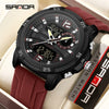 Sports Watch Dual Display Multifunction Luminous Digital Alarm Clock Silicone Strap Abs Case Acrylic Mirror Round Dial For Male And Female Students