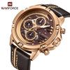 Sports Watch Genuine Leather Strap Metal Case Stainless Steel Clasp Quartz Calendar Week Luminous Waterproof Round Dial Men's Fashion