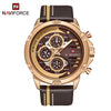 Sports Watch Genuine Leather Strap Metal Case Stainless Steel Clasp Quartz Calendar Week Luminous Waterproof Round Dial Men's Fashion