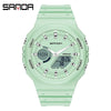 Sports Watch Metal Case Plastic Strap Octagonal Round Dial Luminous Alarm For Youth