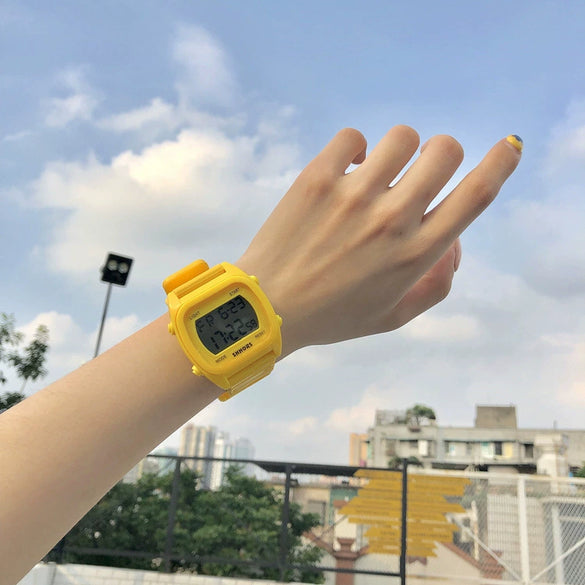 Sports Watch Plastic And Silicone Square Luminous Multifunctional Electronic