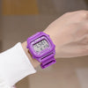 Sports Watch Plastic Silicone Stainless Steel Square Rectangle Luminous Electronic Alarm Couple Watch For Middle School Students