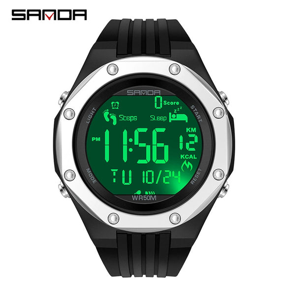 Sports Watch Zinc Alloy Abs Case Tpu Strap Round Dial Simple Geometric Style