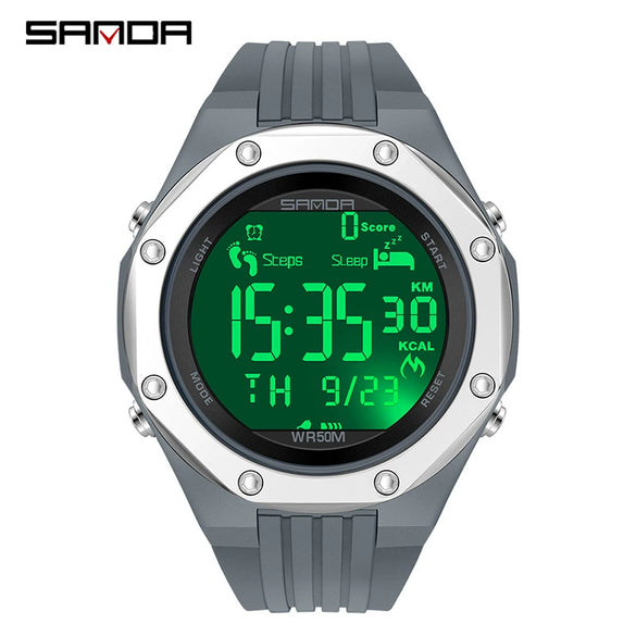 Sports Watch Zinc Alloy Abs Case Tpu Strap Round Dial Simple Geometric Style