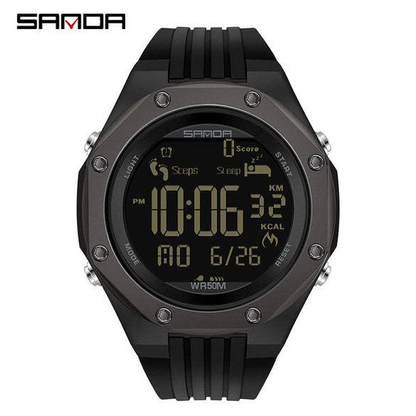 Sports Watch Zinc Alloy Abs Case Tpu Strap Round Dial Simple Geometric Style