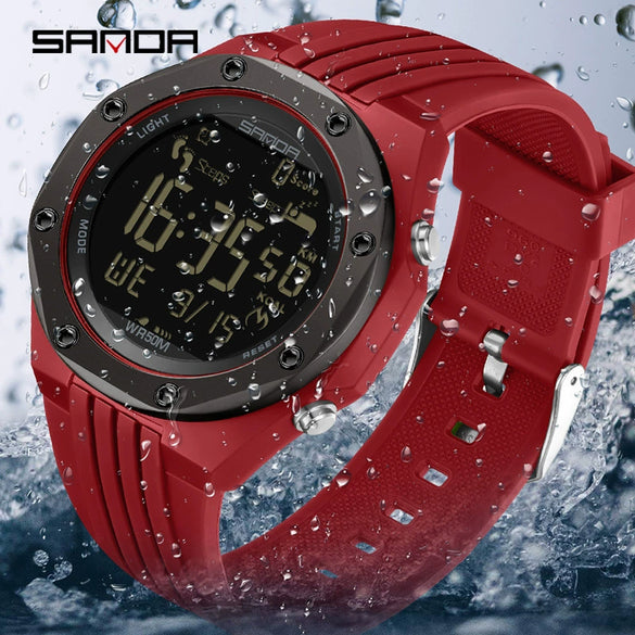 Sports Watch Zinc Alloy Abs Case Tpu Strap Round Dial Simple Geometric Style